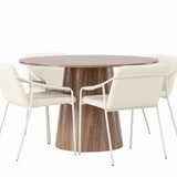 Lanzo jídelní stůl φ120 - Natural / Natural MDF +Tvist Jídelní židle - Béžová / Béžová PU _4