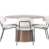 Jídelní stůl Lanzo φ120 - Natural / Natural MDF +Chico Jídelní židle - Black / White Boucle _4