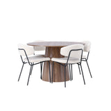 Jídelní stůl Lanzo φ120 - Natural / Natural MDF +Chico Jídelní židle - Black / White Boucle _4