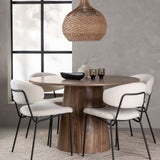 Jídelní stůl Lanzo φ120 - Natural / Natural MDF +Chico Jídelní židle - Black / White Boucle _4