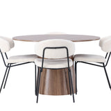 Jídelní stůl Lanzo φ120 - Natural / Natural MDF +Chico Jídelní židle - Black / White Boucle _4