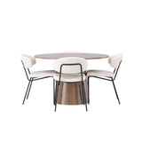 Jídelní stůl Lanzo φ120 - Natural / Natural MDF +Chico Jídelní židle - Black / White Boucle _4