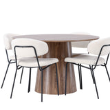 Jídelní stůl Lanzo φ120 - Natural / Natural MDF +Chico Jídelní židle - Black / White Boucle _4