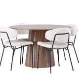 Jídelní stůl Lanzo φ120 - Natural / Natural MDF +Chico Jídelní židle - Black / White Boucle _4