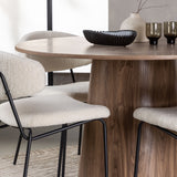 Jídelní stůl Lanzo φ120 - Natural / Natural MDF +Chico Jídelní židle - Black / White Boucle _4