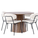 Jídelní stůl Lanzo φ120 - Natural / Natural MDF +Chico Jídelní židle - Black / White Boucle _4