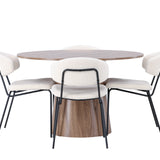 Jídelní stůl Lanzo φ120 - Natural / Natural MDF +Chico Jídelní židle - Black / White Boucle _4