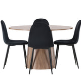 Lanzo jídelní stůl φ120 - Natural / Natural MDF + Jídelní židle Polar - černé nohy / Black Velvet _4