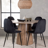 Lanzo jídelní stůl φ120 - Natural / Natural MDF + Jídelní židle Polar - černé nohy / Black Velvet _4