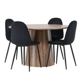 Lanzo jídelní stůl φ120 - Natural / Natural MDF + Jídelní židle Polar - černé nohy / Black Velvet _4