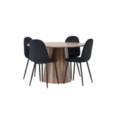 Lanzo jídelní stůl φ120 - Natural / Natural MDF + Jídelní židle Polar - černé nohy / Black Velvet _4