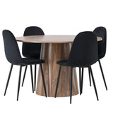 Lanzo jídelní stůl φ120 - Natural / Natural MDF + Jídelní židle Polar - černé nohy / Black Velvet _4