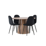 Lanzo jídelní stůl φ120 - Natural / Natural MDF + Jídelní židle Polar - černé nohy / Black Velvet _4