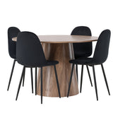 Lanzo jídelní stůl φ120 - Natural / Natural MDF + Jídelní židle Polar - černé nohy / Black Velvet _4