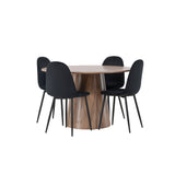 Lanzo jídelní stůl φ120 - Natural / Natural MDF + Jídelní židle Polar - černé nohy / Black Velvet _4