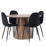 Lanzo jídelní stůl φ120 - Natural / Natural MDF + Jídelní židle Polar - černé nohy / Black Velvet _4