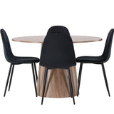 Lanzo jídelní stůl φ120 - Natural / Natural MDF + Jídelní židle Polar - černé nohy / Black Velvet _4
