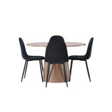 Lanzo jídelní stůl φ120 - Natural / Natural MDF + Jídelní židle Polar - černé nohy / Black Velvet _4