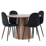 Lanzo jídelní stůl φ120 - Natural / Natural MDF + Jídelní židle Polar - černé nohy / Black Velvet _4