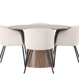 Lanzo jídelní stůl φ120 - přírodní / přírodní MDF + židle Berit - černá / béžová sametová _4