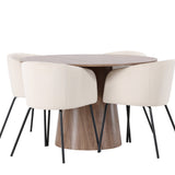 Lanzo jídelní stůl φ120 - přírodní / přírodní MDF + židle Berit - černá / béžová sametová _4