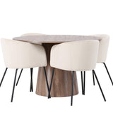 Lanzo jídelní stůl φ120 - přírodní / přírodní MDF + židle Berit - černá / béžová sametová _4