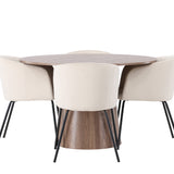 Lanzo jídelní stůl φ120 - přírodní / přírodní MDF + židle Berit - černá / béžová sametová _4