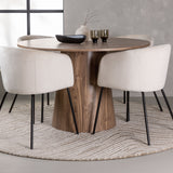 Lanzo jídelní stůl φ120 - přírodní / přírodní MDF + židle Berit - černá / béžová sametová _4