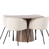 Lanzo jídelní stůl φ120 - přírodní / přírodní MDF + židle Berit - černá / béžová sametová _4