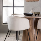 Lanzo jídelní stůl φ120 - přírodní / přírodní MDF + židle Berit - černá / béžová sametová _4