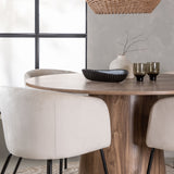 Lanzo jídelní stůl φ120 - přírodní / přírodní MDF + židle Berit - černá / béžová sametová _4