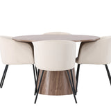 Lanzo jídelní stůl φ120 - přírodní / přírodní MDF + židle Berit - černá / béžová sametová _4