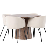 Lanzo jídelní stůl φ120 - přírodní / přírodní MDF + židle Berit - černá / béžová sametová _4