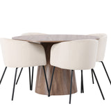 Lanzo jídelní stůl φ120 - přírodní / přírodní MDF + židle Berit - černá / béžová sametová _4