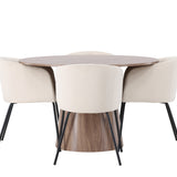 Lanzo jídelní stůl φ120 - přírodní / přírodní MDF + židle Berit - černá / béžová sametová _4