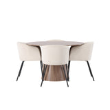 Lanzo jídelní stůl φ120 - přírodní / přírodní MDF + židle Berit - černá / béžová sametová _4