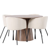 Lanzo jídelní stůl φ120 - přírodní / přírodní MDF + židle Berit - černá / béžová sametová _4