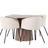 Lanzo jídelní stůl φ120 - přírodní / přírodní MDF + židle Berit - černá / béžová sametová _4