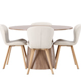 Jídelní stůl Lanzo φ120 - Přírodní / Přírodní MDF + Jídelní židle Lilja - Oaklook / Béžová látka _4