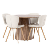 Jídelní stůl Lanzo φ120 - Přírodní / Přírodní MDF + Jídelní židle Lilja - Oaklook / Béžová látka _4