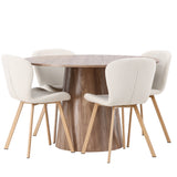 Jídelní stůl Lanzo φ120 - Přírodní / Přírodní MDF + Jídelní židle Lilja - Oaklook / Béžová látka _4