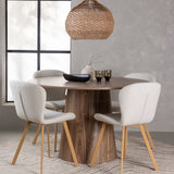 Jídelní stůl Lanzo φ120 - Přírodní / Přírodní MDF + Jídelní židle Lilja - Oaklook / Béžová látka _4