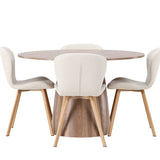Jídelní stůl Lanzo φ120 - Přírodní / Přírodní MDF + Jídelní židle Lilja - Oaklook / Béžová látka _4