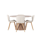 Jídelní stůl Lanzo φ120 - Přírodní / Přírodní MDF + Jídelní židle Lilja - Oaklook / Béžová látka _4