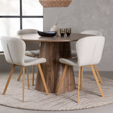 Jídelní stůl Lanzo φ120 - Přírodní / Přírodní MDF + Jídelní židle Lilja - Oaklook / Béžová látka _4