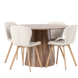 Jídelní stůl Lanzo φ120 - Přírodní / Přírodní MDF + Jídelní židle Lilja - Oaklook / Béžová látka _4