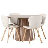 Jídelní stůl Lanzo φ120 - Přírodní / Přírodní MDF + Jídelní židle Lilja - Oaklook / Béžová látka _4