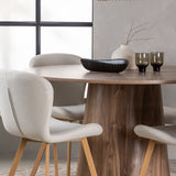 Jídelní stůl Lanzo φ120 - Přírodní / Přírodní MDF + Jídelní židle Lilja - Oaklook / Béžová látka _4