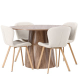 Jídelní stůl Lanzo φ120 - Přírodní / Přírodní MDF + Jídelní židle Lilja - Oaklook / Béžová látka _4