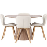 Jídelní stůl Lanzo φ120 - Přírodní / Přírodní MDF + Jídelní židle Lilja - Oaklook / Béžová látka _4